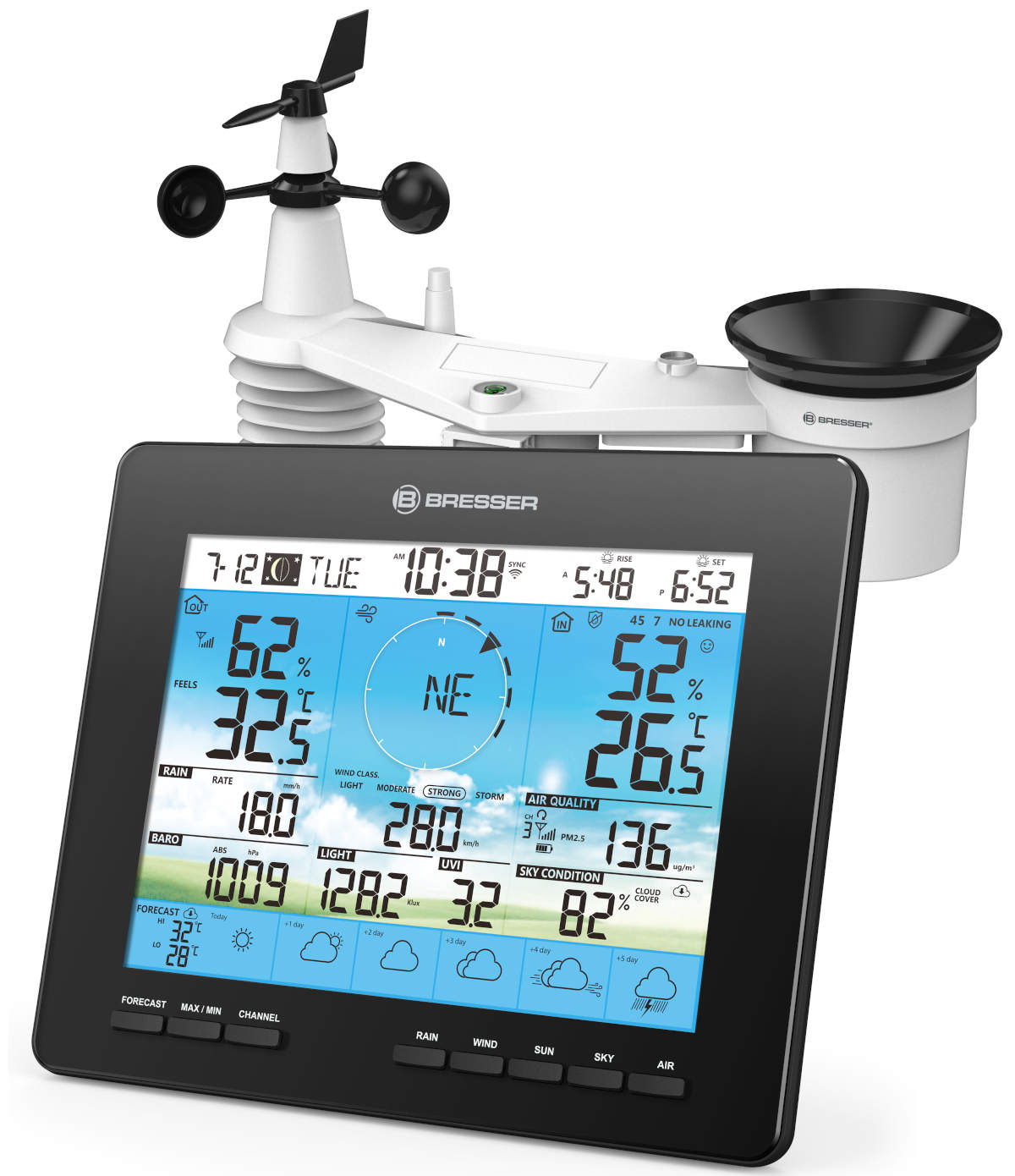 NB-7003210+1xCR2032 Station Météo Pro wifi avec ecran couleur, capteur 7 en 1 solaire, prévisions à 6 Jours BRESSER
<---Cliquez sur l'image pour agrandir---> NB-7003210+1xCR2032 Station Météo Pro wifi avec ecran couleur, capteur 7 en 1 solaire, prévisions à 6 Jours BRESSER