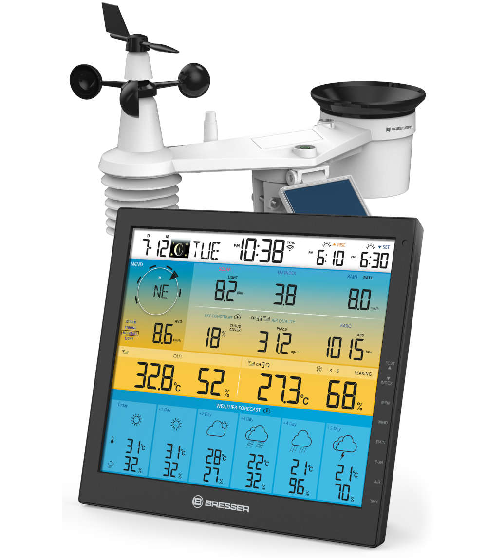 NB-7003220 Station Météo Pro wifi avec grand ecran couleur, capteur 7 en 1 solaire, prévisions à 6 Jours BRESSER
<---Cliquez sur l'image pour agrandir---> NB-7003220 Station Météo Pro wifi avec grand ecran couleur, capteur 7 en 1 solaire, prévisions à 6 Jours BRESSER