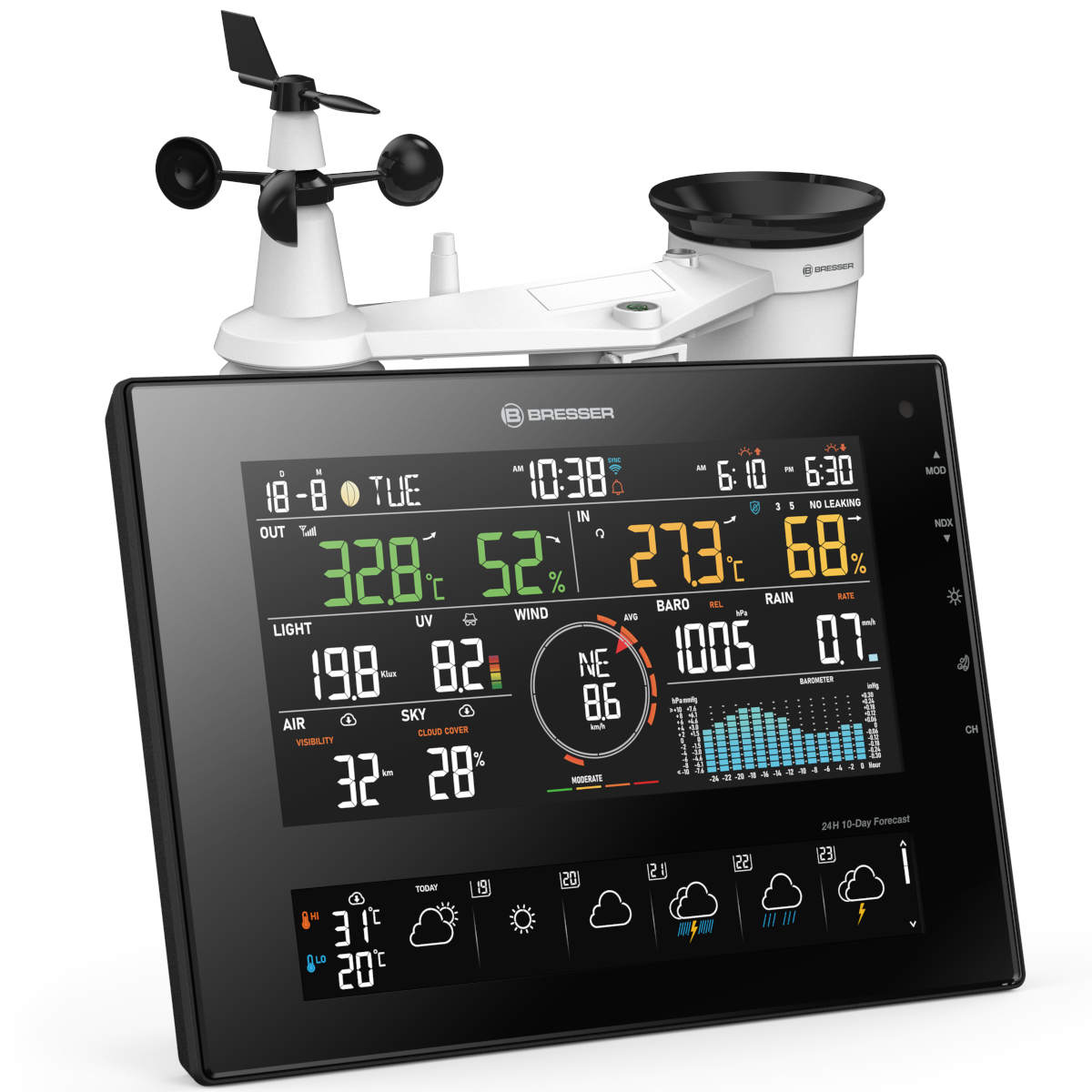 NB-7003240+1CR2032 Station Météo Pro wifi avec ecran couleur, capteur 7 en 1 solaire, prévisions à 11 Jours BRESSER
<---Cliquez sur l'image pour agrandir---> NB-7003240+1CR2032 Station Météo Pro wifi avec ecran couleur, capteur 7 en 1 solaire, prévisions à 11 Jours BRESSER