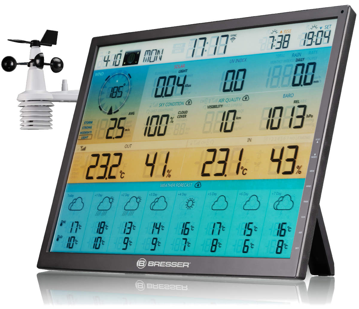 NB-7003230+1xCR2032 Station Météo Pro wifi 4CAST XL avec écran Géant, capteur 7 en 1 solaire, prévisions à 8 Jours BRESSER
<---Cliquez sur l'image pour agrandir---> NB-7003230+1xCR2032 Station Météo Pro wifi 4CAST XL avec écran Géant, capteur 7 en 1 solaire, prévisions à 8 Jours BRESSER
