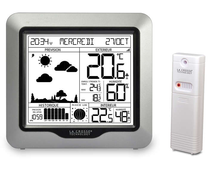 <--- Cliquez pour Agrandir ---> Modèle WS6823 Silver et la sonde livrée avec la station Modèle WS6823 Silver et la sonde livrée avec la station