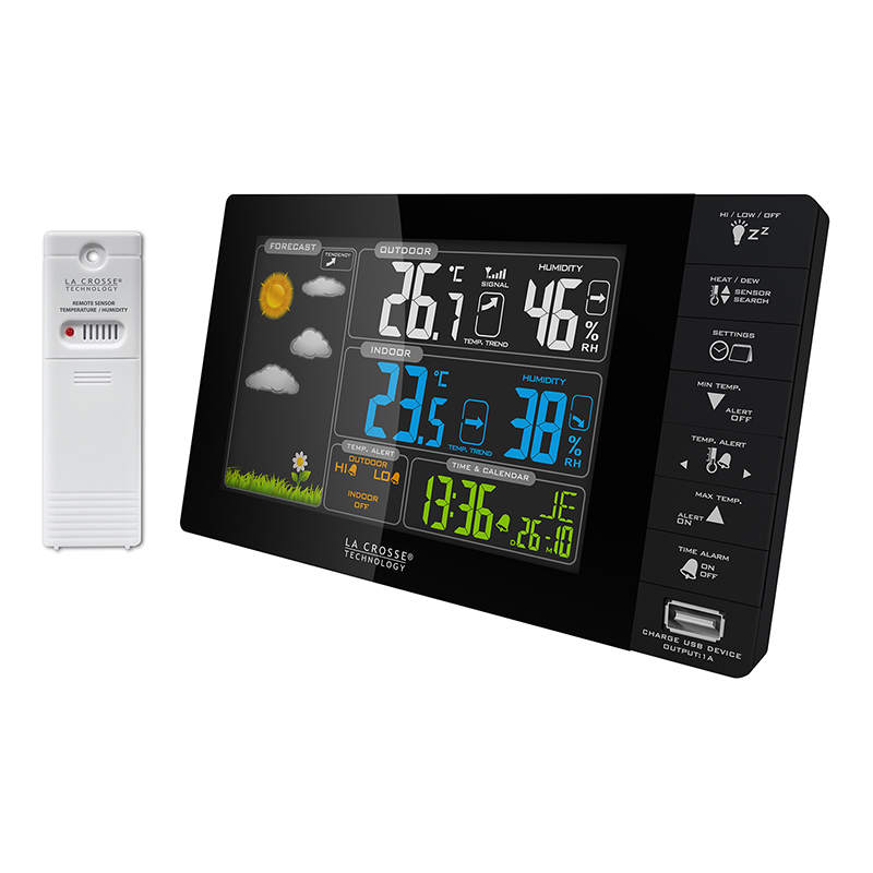 WS6827 Station Météo Couleur température et hygrométrie avec alertes et port USB LA CROSSE TECHNOLOGY
<---Cliquez sur l'image pour agrandir---> WS6827 Station Météo Couleur température et hygrométrie avec alertes et port USB LA CROSSE TECHNOLOGY